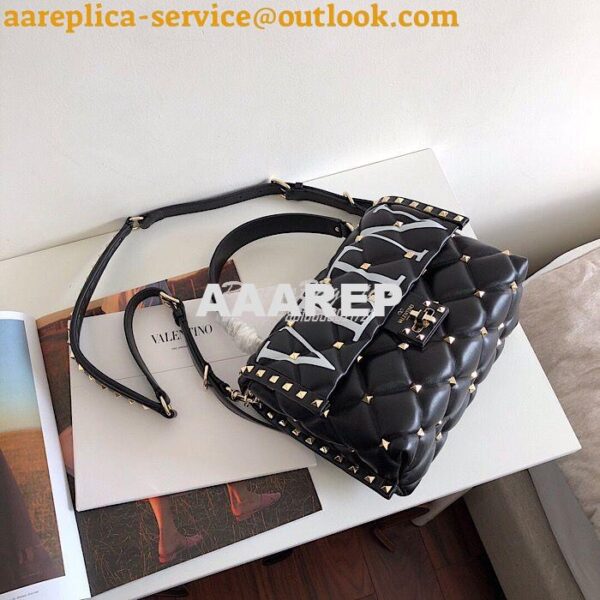 Replica Valentino Candystud Top Handle Bag VLTN black 7