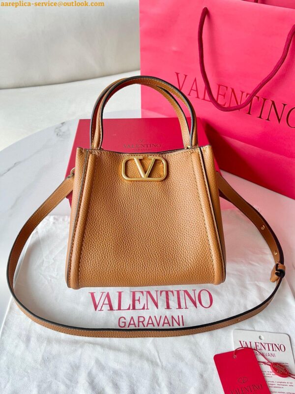 Replica Valentino Alltime Small Bag in Brown Grained Calfskin 15