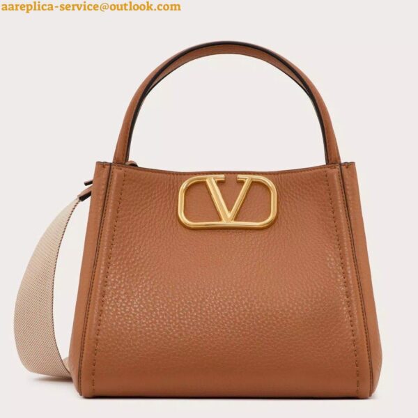 Replica Valentino Alltime Small Bag in Brown Grained Calfskin 17