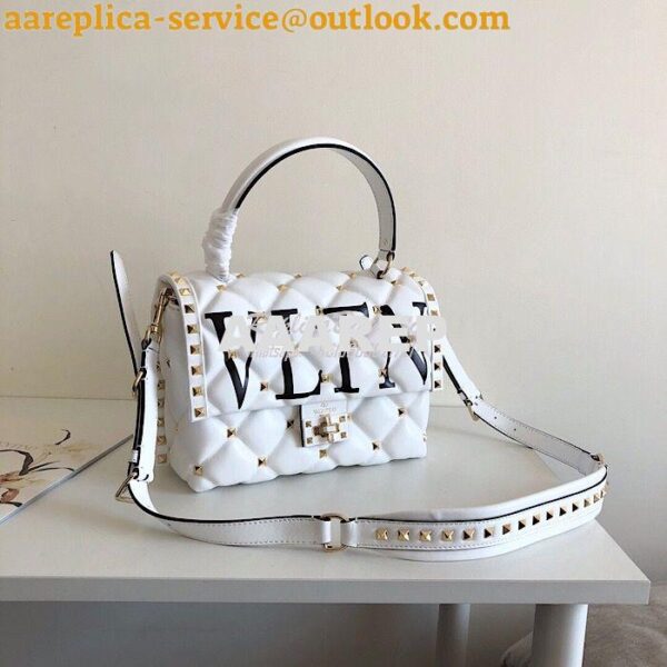 Replica Valentino Candystud Top Handle Bag VLTN White 3