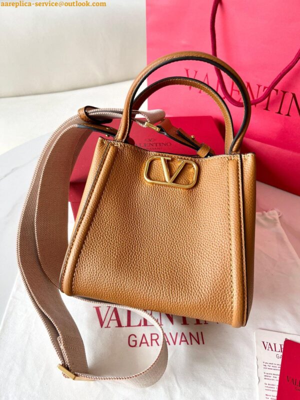 Replica Valentino Alltime Small Bag in Brown Grained Calfskin 19