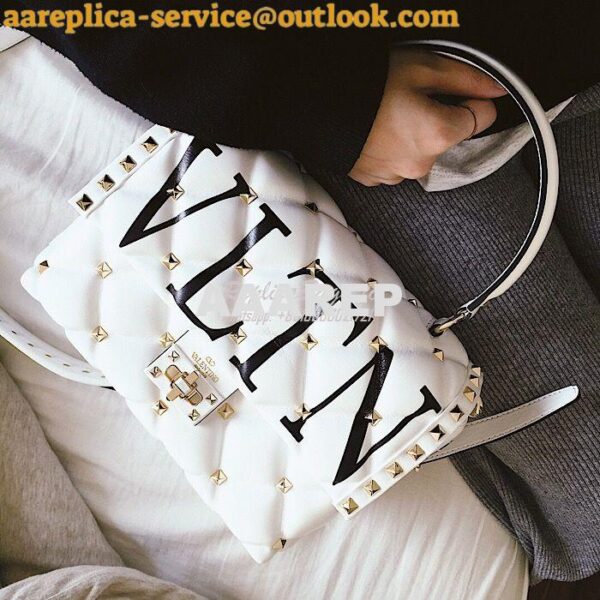 Replica Valentino Candystud Top Handle Bag VLTN White 6