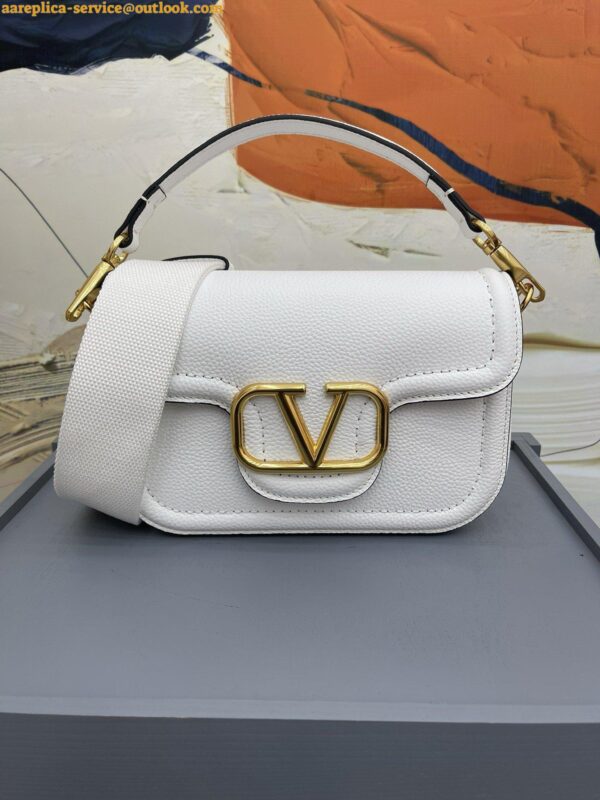 Replica Valentino Alltime Small Bag in White Grained Calfskin 7