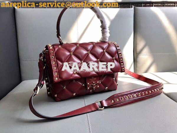 Replica Valentino Candystud Top Handle Bag Wine 4