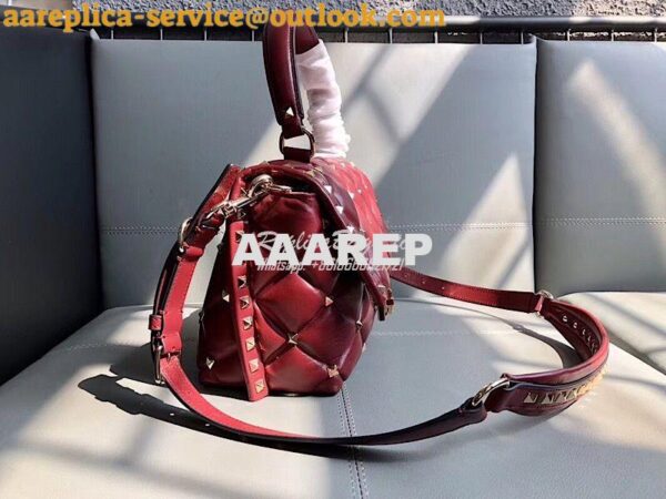 Replica Valentino Candystud Top Handle Bag Wine 5