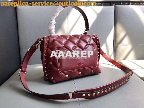 Replica Valentino Candystud Top Handle Bag Wine 7