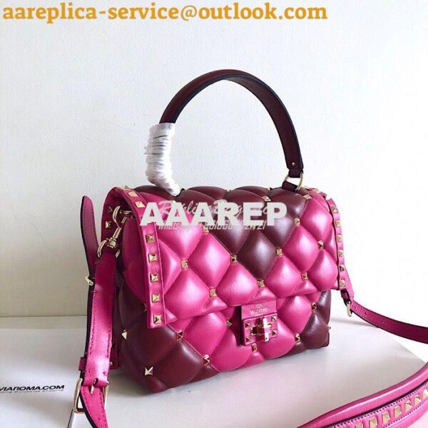 Replica Valentino Candystud Top Handle Bag Wine Fuschia 3