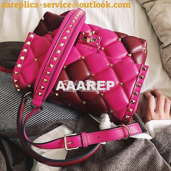 Replica Valentino Candystud Top Handle Bag Wine Fuschia 4