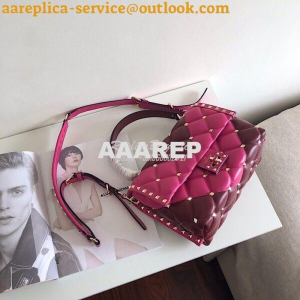 Replica Valentino Candystud Top Handle Bag Wine Fuschia 5