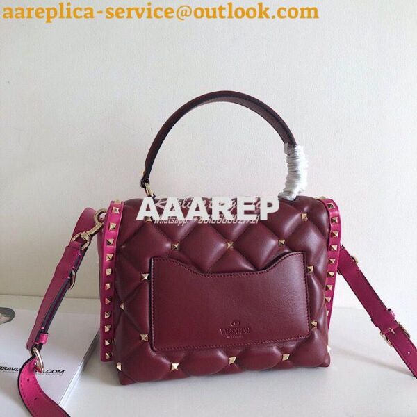 Replica Valentino Candystud Top Handle Bag Wine Fuschia 8