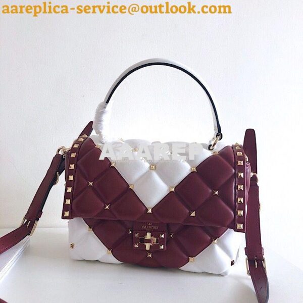 Replica Valentino Candystud Top Handle Bag Wine White 3