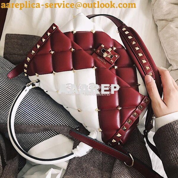 Replica Valentino Candystud Top Handle Bag Wine White 5