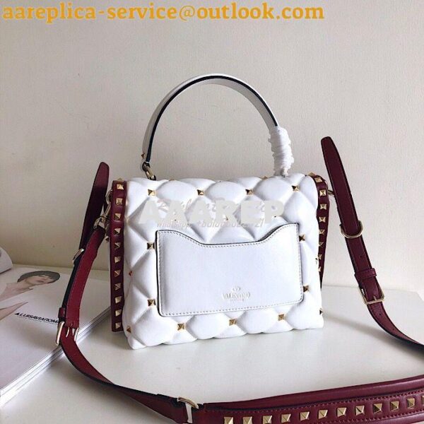 Replica Valentino Candystud Top Handle Bag Wine White 9