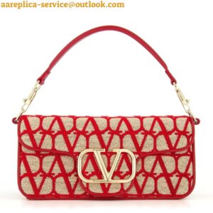 Replica Valentino Large Loco Shoulder Bag in Red Toile Iconographe