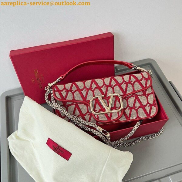 Replica Valentino Large Loco Shoulder Bag in Red Toile Iconographe 7