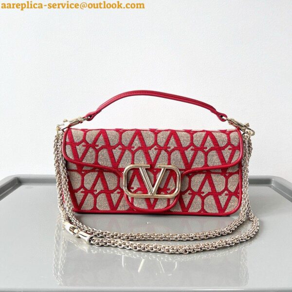 Replica Valentino Large Loco Shoulder Bag in Red Toile Iconographe 8