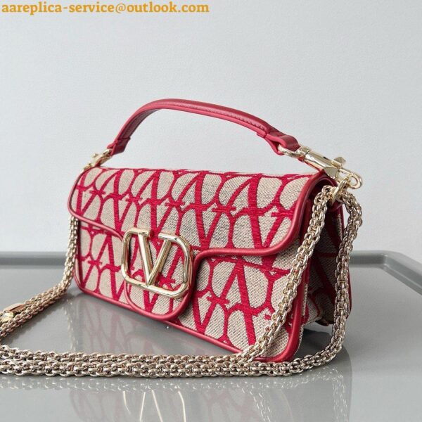 Replica Valentino Large Loco Shoulder Bag in Red Toile Iconographe 9