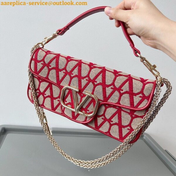 Replica Valentino Large Loco Shoulder Bag in Red Toile Iconographe 11