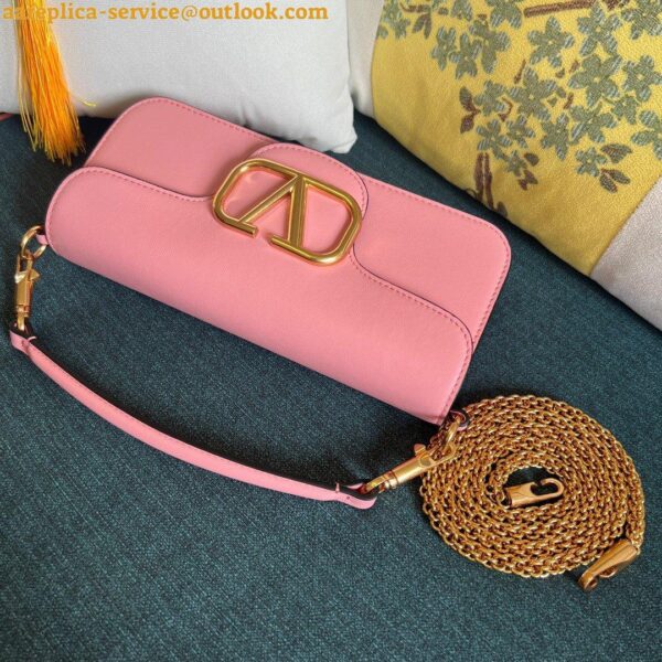 Replica Valentino Loco Large Shoulder Bag In Pink Calfskin 7