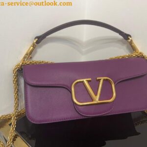 Replica Valentino Loco Large Shoulder Bag In Purple Calfskin