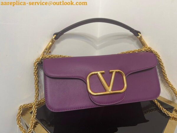 Replica Valentino Loco Large Shoulder Bag In Purple Calfskin 4