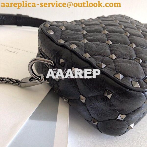 Replica Valentino Garavani Black Rockstud Spike Camera Bag Black 8