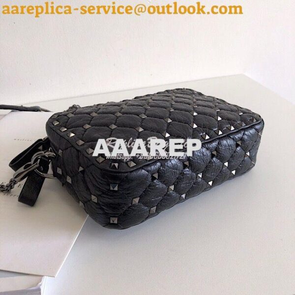 Replica Valentino Garavani Black Rockstud Spike Camera Bag Black 9