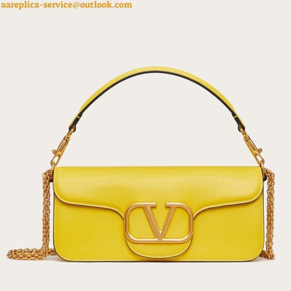 Replica Valentino Loco Large Shoulder Bag In Yellow Calfskin 3