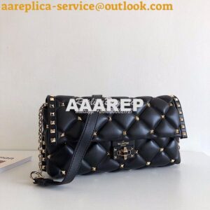 Replica Valentino Garavani Candystud Leather Clutch Black