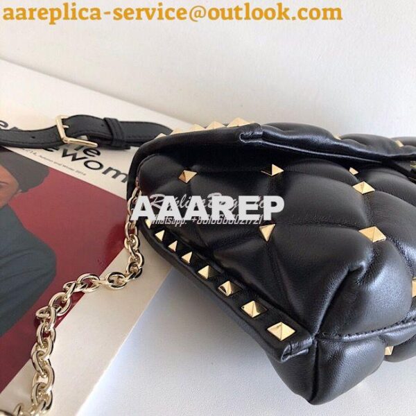 Replica Valentino Garavani Candystud Leather Clutch Black 5