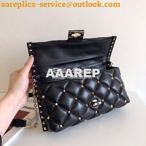 Replica Valentino Garavani Candystud Leather Clutch Black 8