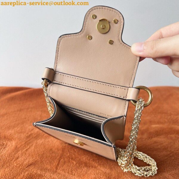 Replica Valentino Loco Phone Case in Beige Leather with Chain 5