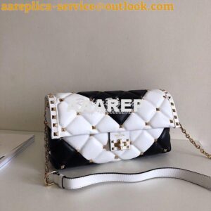 Replica Valentino Garavani Candystud Leather Clutch Black White 2