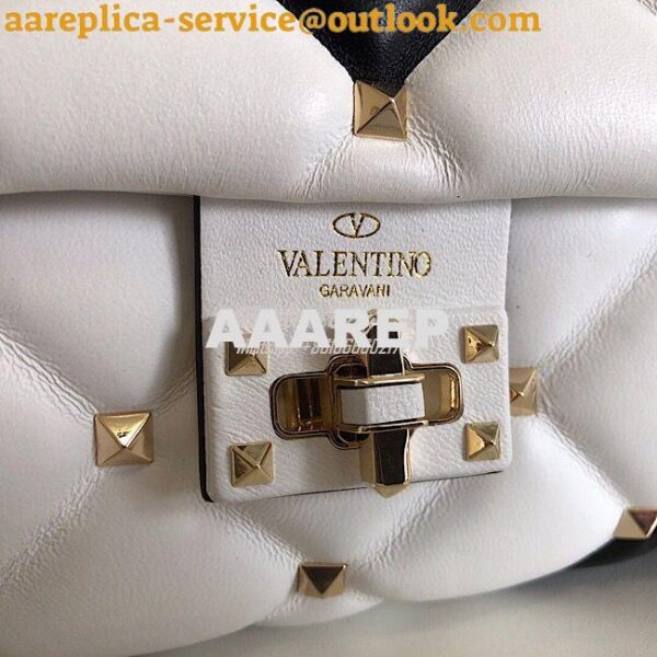 Replica Valentino Garavani Candystud Leather Clutch Black White 5