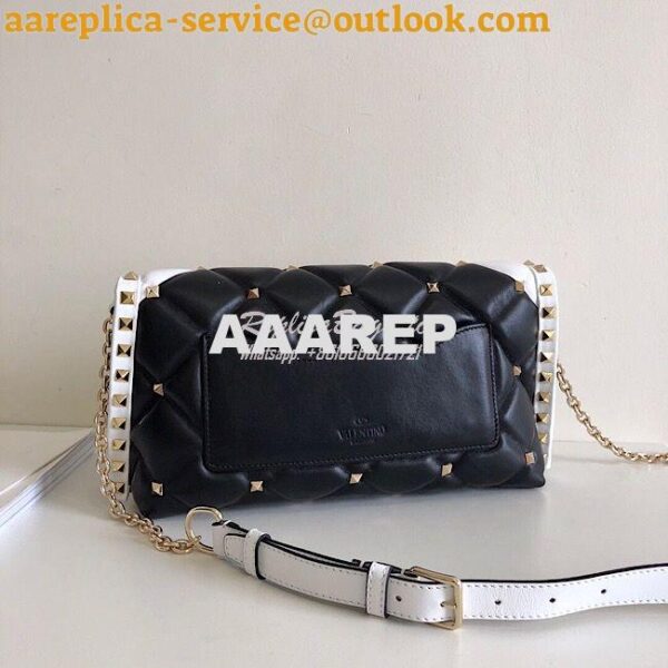 Replica Valentino Garavani Candystud Leather Clutch Black White 10