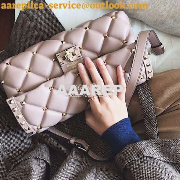 Replica Valentino Garavani Candystud Leather Clutch Dusty Pink 8