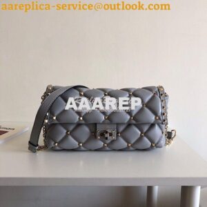 Replica Valentino Garavani Candystud Leather Clutch Grey