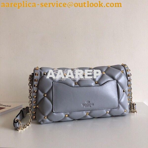 Replica Valentino Garavani Candystud Leather Clutch Grey 7