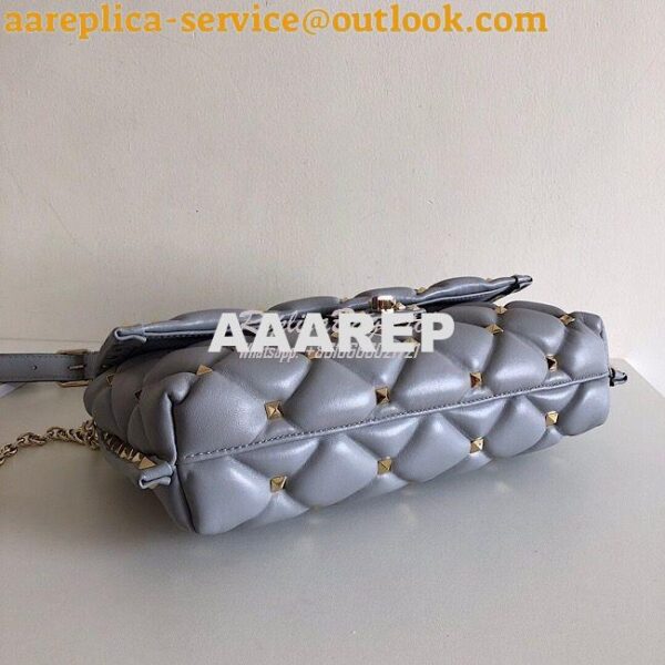 Replica Valentino Garavani Candystud Leather Clutch Grey 8