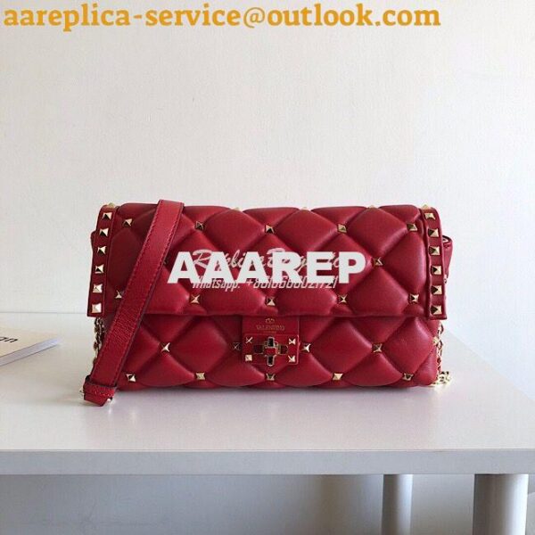 Replica Valentino Garavani Candystud Leather Clutch Red 3