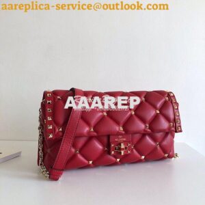 Replica Valentino Garavani Candystud Leather Clutch Red 2