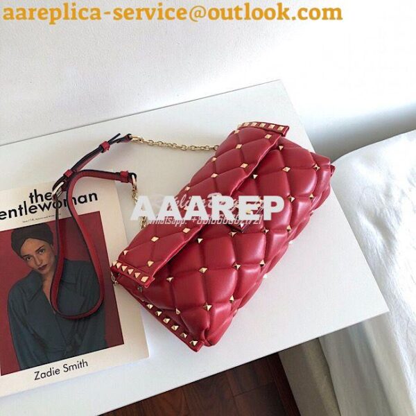 Replica Valentino Garavani Candystud Leather Clutch Red 5