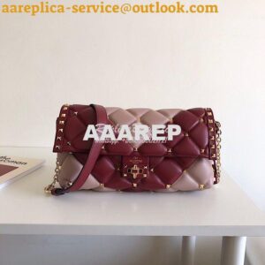 Replica Valentino Garavani Candystud Leather Clutch Wine