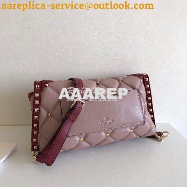 Replica Valentino Garavani Candystud Leather Clutch Wine 7