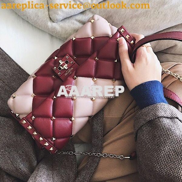 Replica Valentino Garavani Candystud Leather Clutch Wine 11