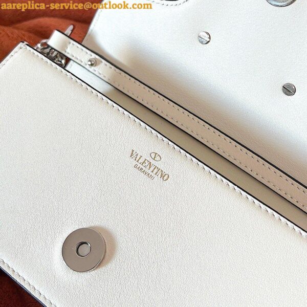 Replica Valentino Loco Small Shoulder White Bag with Crystals Logo 8