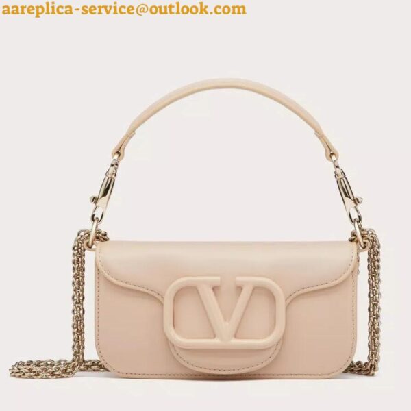 Replica Valentino Small Loco Shoulder Bag in Powder Beige Leather 3