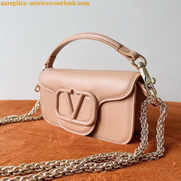 Replica Valentino Small Loco Shoulder Bag in Powder Beige Leather 5