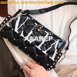 Replica Valentino Garavani Candystud Leather Clutch with VLTN Black