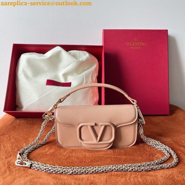 Replica Valentino Small Loco Shoulder Bag in Powder Beige Leather 7